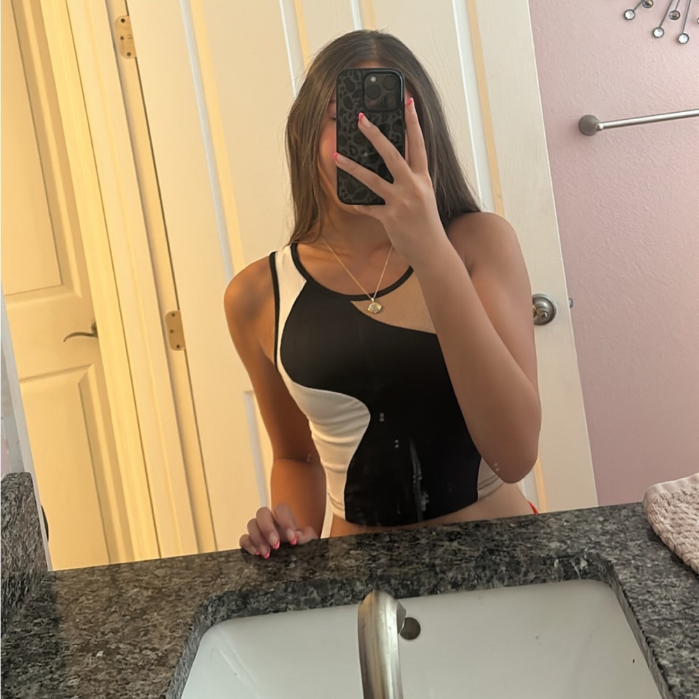 multi colored cropped shirt